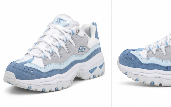 Skechers White and Light Blue Shoes