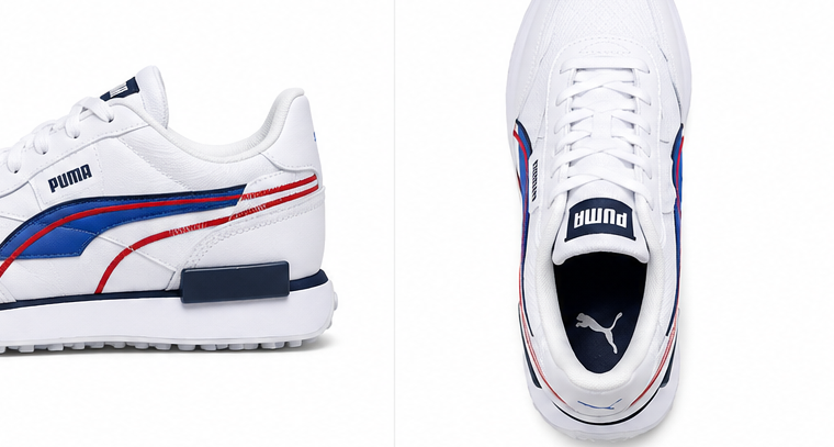 Puma White and Blue Shoes