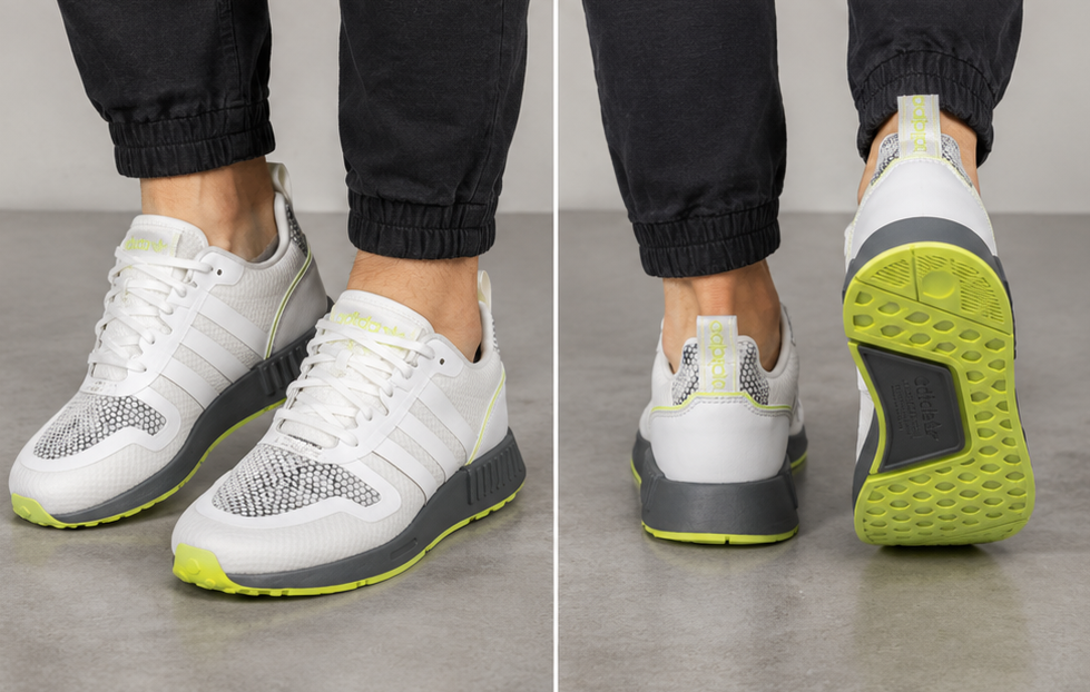 Adidas White and Neon Yellow Shoes