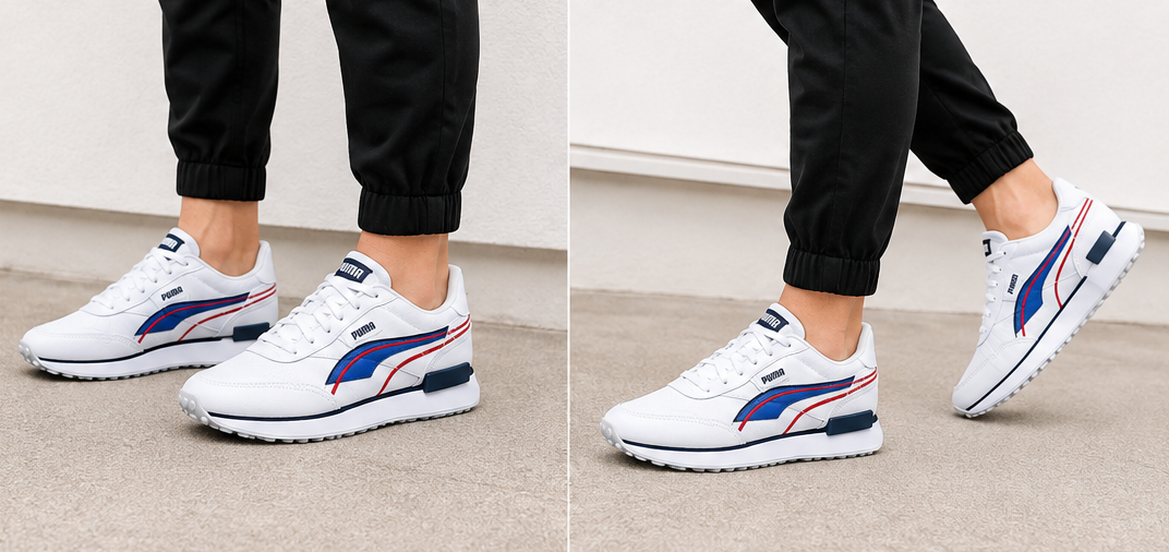 Puma White and Blue Shoes