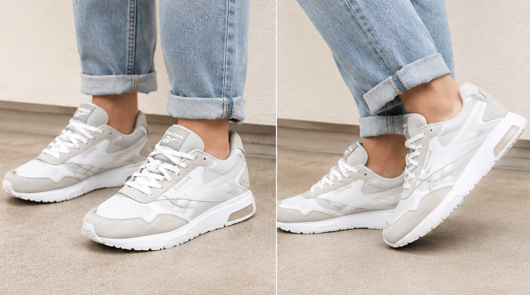 Reebok White and Grey Shoes