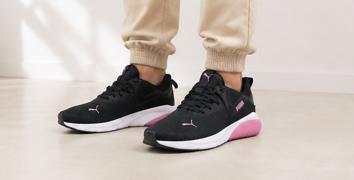 Puma Black and Pink Shoes