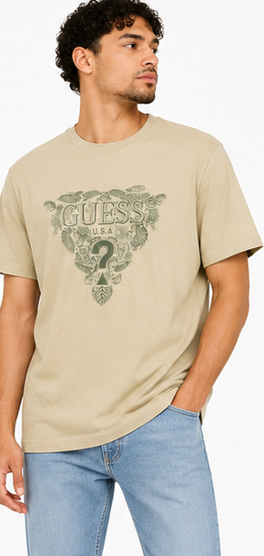 GUESS Beige Men's T-Shirt – Style 045