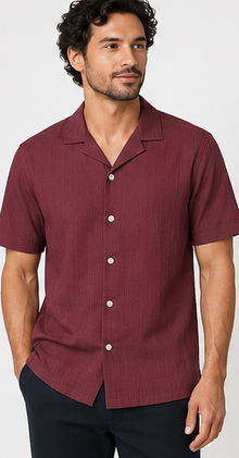 H&M Textured Burgundy Shirt
