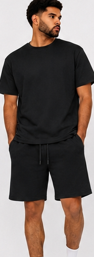 PULL&BEAR Black T-Shirt & Shorts Set
