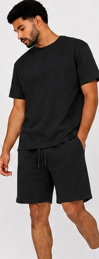 PULL&BEAR Black T-Shirt & Shorts Set