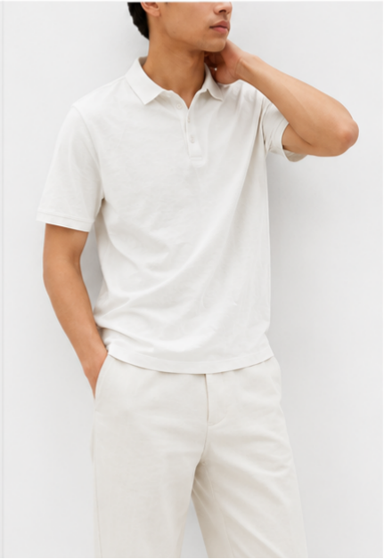 H&M White Classic Polo Shirt - model view