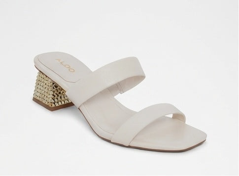 Heeled Glossy White Mules