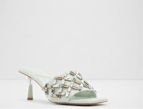 Heeled Green Mules