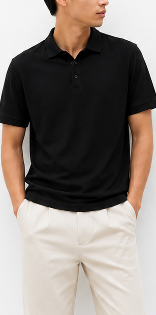 Black Classic Polo Shirt - model view