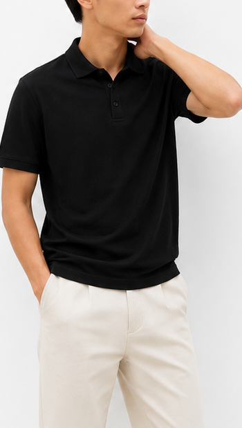 Black Classic Polo Shirt - model view