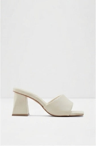 Heeled White Mules