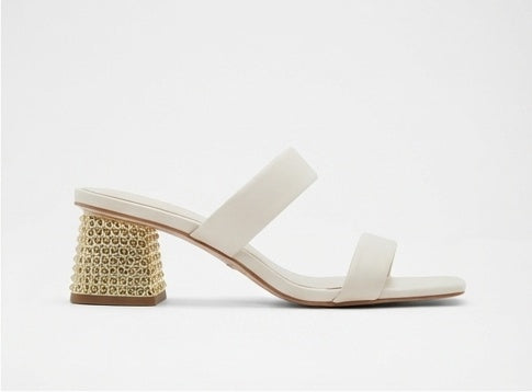 Heeled Glossy White Mules