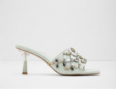 Heeled Green Mules