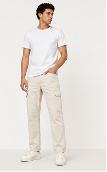 Bershka Ecru Cargo Jeans