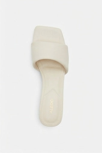 Heeled White Mules