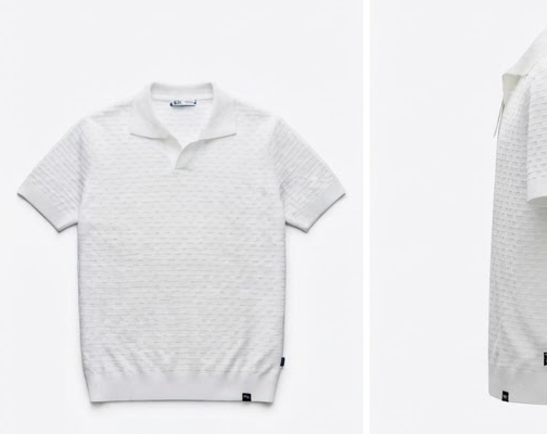 White Textured Polo Shirt - product detail