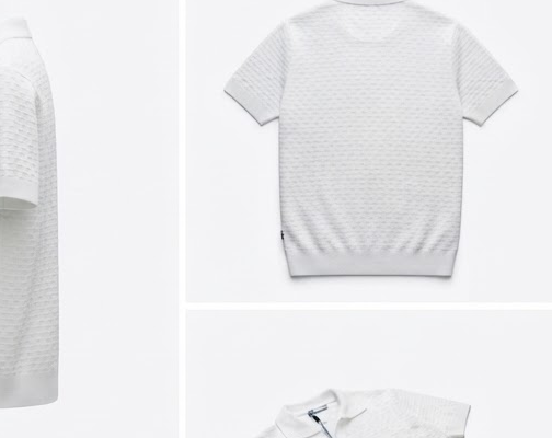White Textured Polo Shirt - product detail