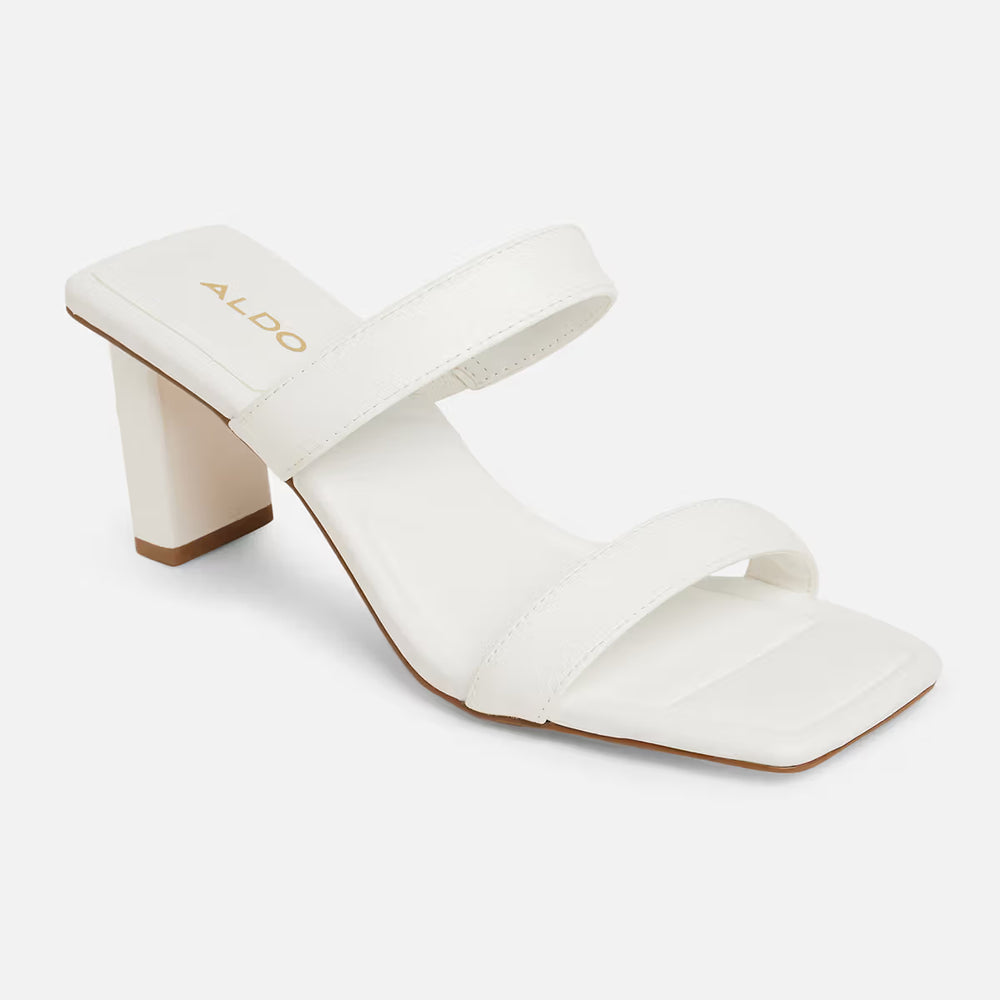 Heeled White Mules