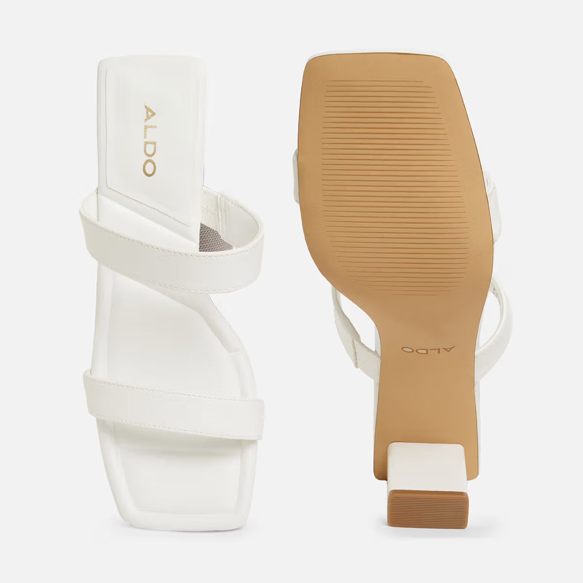 Heeled White Mules