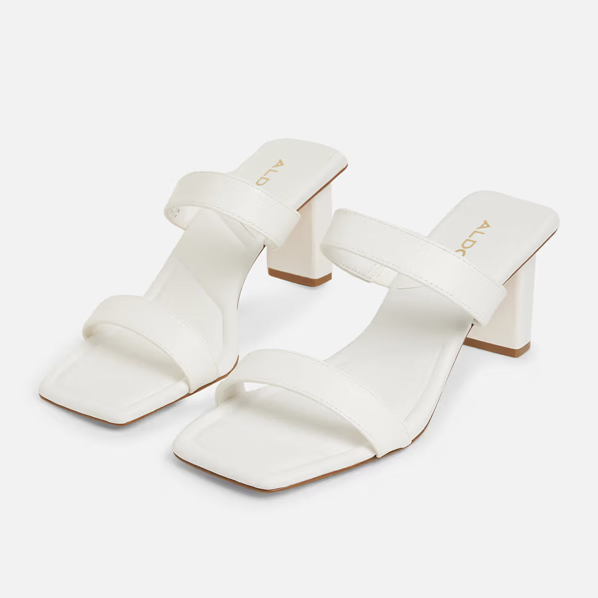 Heeled White Mules