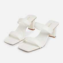 Heeled White Mules