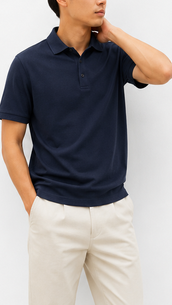 Navy Classic Polo Shirt - model view