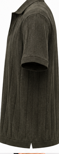 Dark Olive Ribbed Polo Shirt - product detail