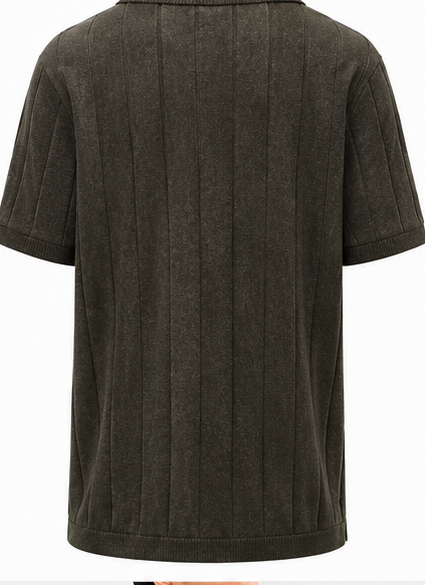 Dark Olive Ribbed Polo Shirt - product detail
