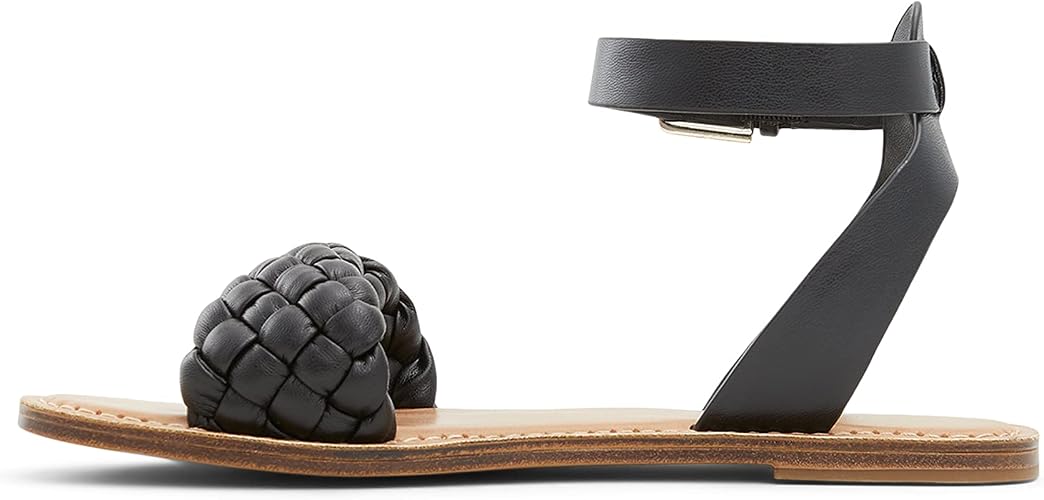 Flat Patterned Black Sandals