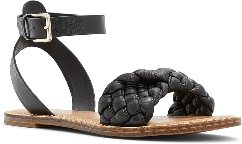 Flat Patterned Black Sandals