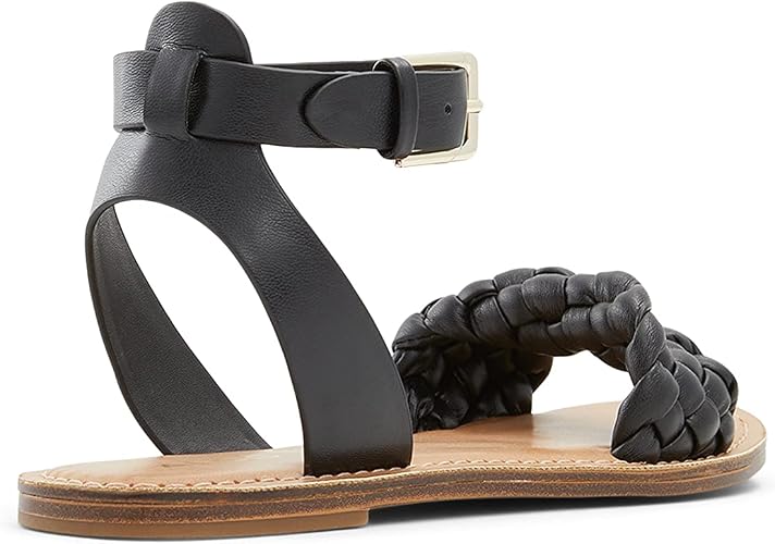 Flat Patterned Black Sandals
