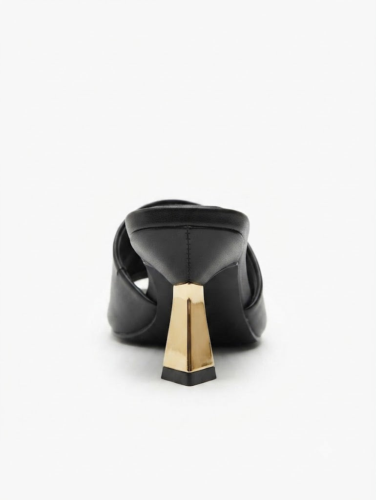 Heeled Black Mules
