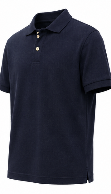 Navy Polo Shirt with Gold Buttons - product detail