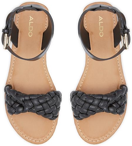 Flat Patterned Black Sandals
