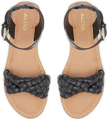 Flat Patterned Black Sandals
