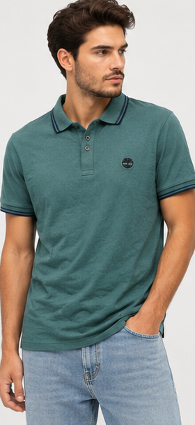 Timberland Dark Teal Tipped Polo Shirt view 5