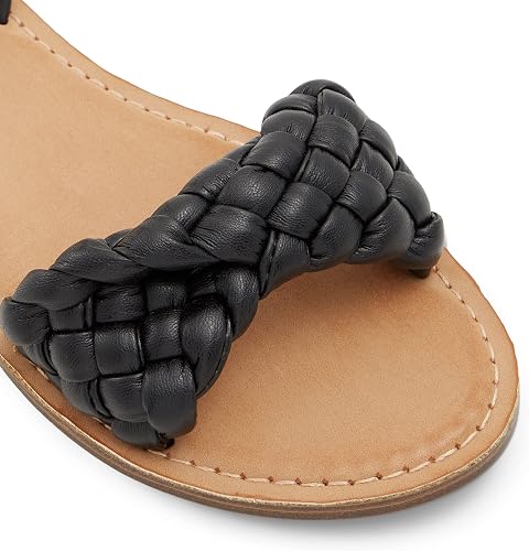 Flat Patterned Black Sandals