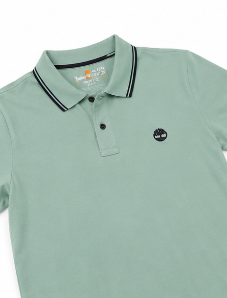 Timberland Mint Green Tipped Polo Shirt view 4
