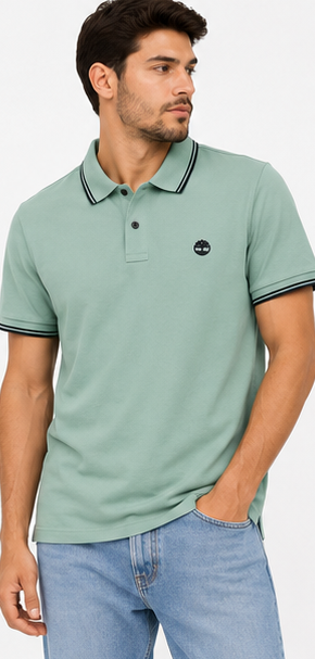 Timberland Mint Green Tipped Polo Shirt view 5
