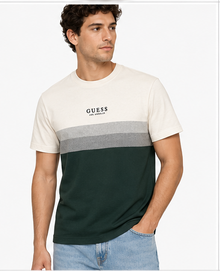 GUESS White / Dark Green Men's T-Shirt – Style 090