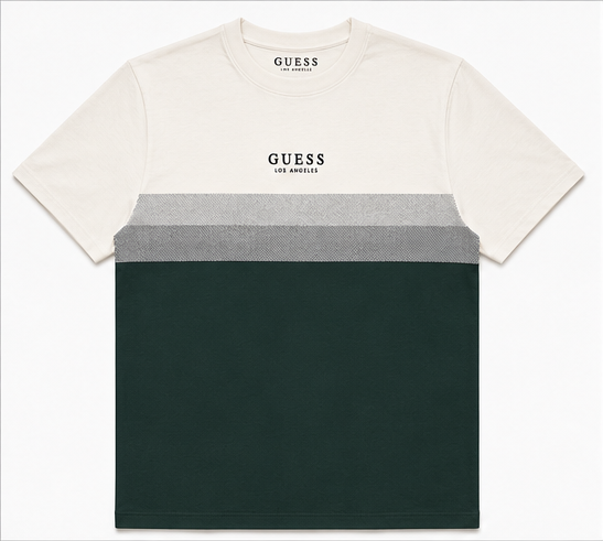 GUESS White / Dark Green Men's T-Shirt – Style 090