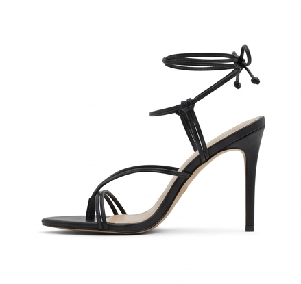 Heeled High Black Sandals