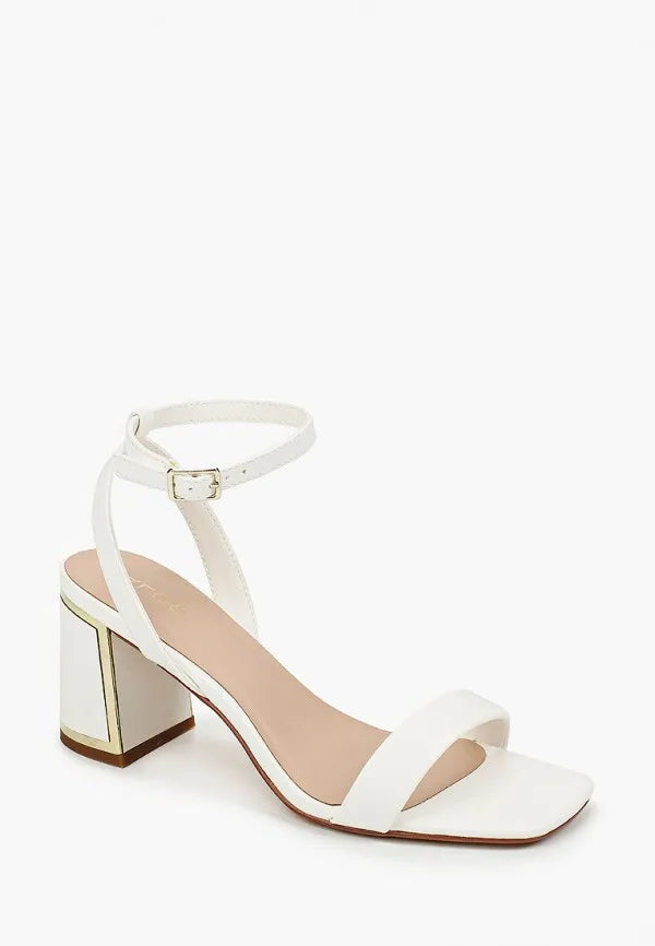 Heeled Glossy Beige Sandals