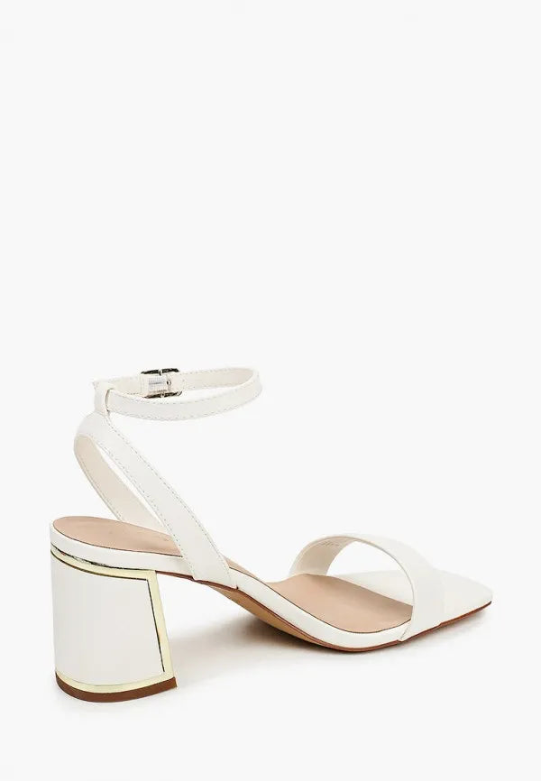 Heeled Glossy Beige Sandals