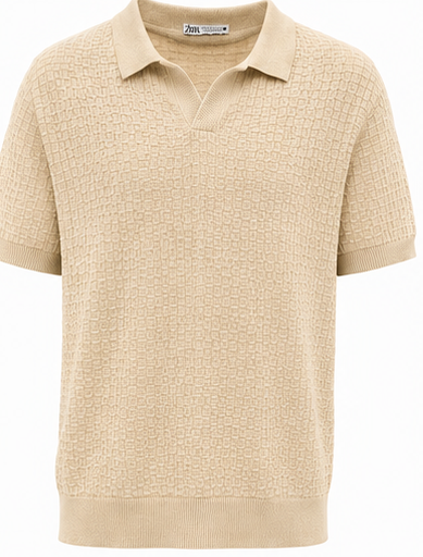 ZARA MEN Beige Knit Polo Shirt - product detail
