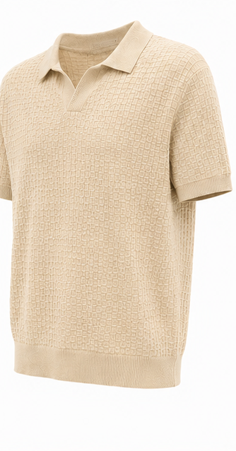 ZARA MEN Beige Knit Polo Shirt - product detail