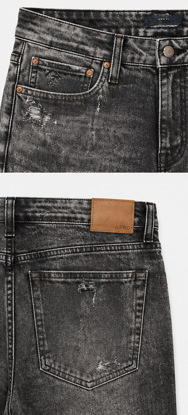 AERO Charcoal Wash Distressed Jeans — detail 4