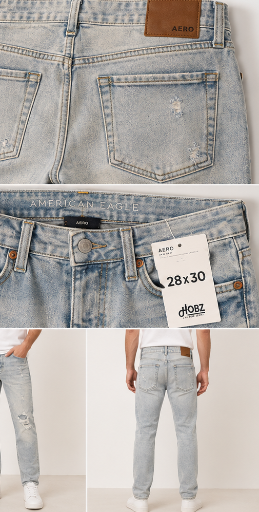 AERO Light Wash Distressed Jeans — model back