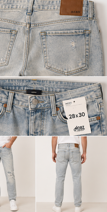 AERO Light Wash Distressed Jeans — model back